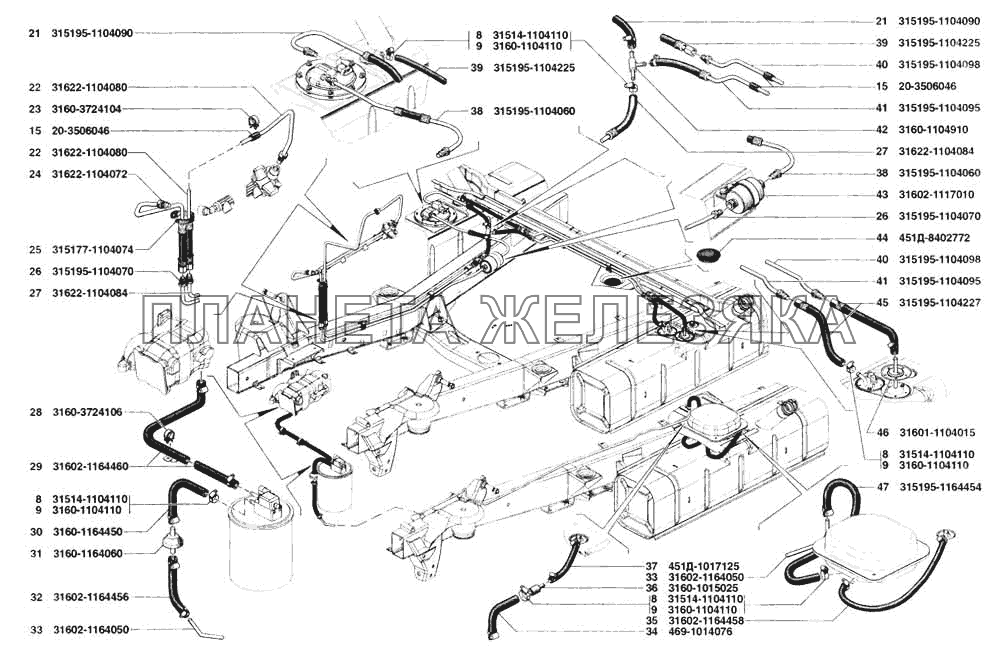 Трубопроводы топливные УАЗ-31519