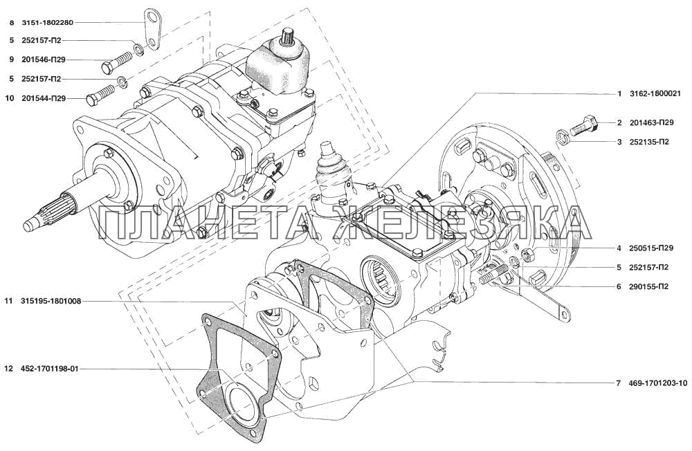 Коробка раздаточная в сборе и подвеска раздаточной коробки УАЗ-31519