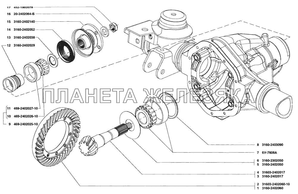 Передача главная переднего и заднего мостов УАЗ-31519