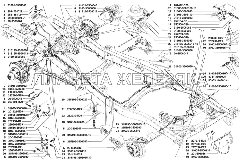 Трубопроводы гидравлических тормозов УАЗ-31519