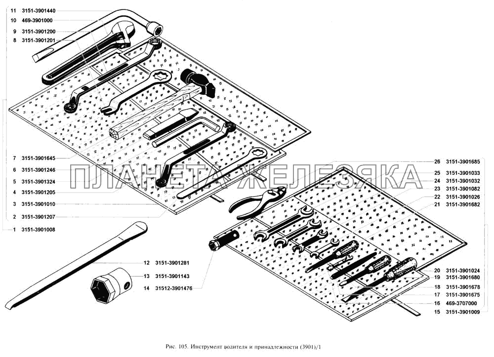Инструмент водителя и принадлежности УАЗ-3160