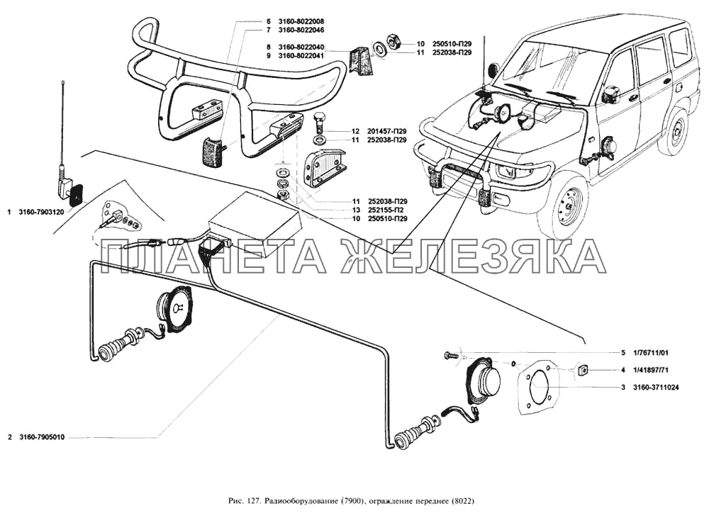 Радиооборудование, ограждение переднее УАЗ-3160