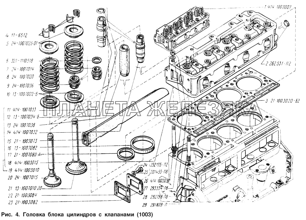 Головка блока цилиндров с клапанами УАЗ-3741