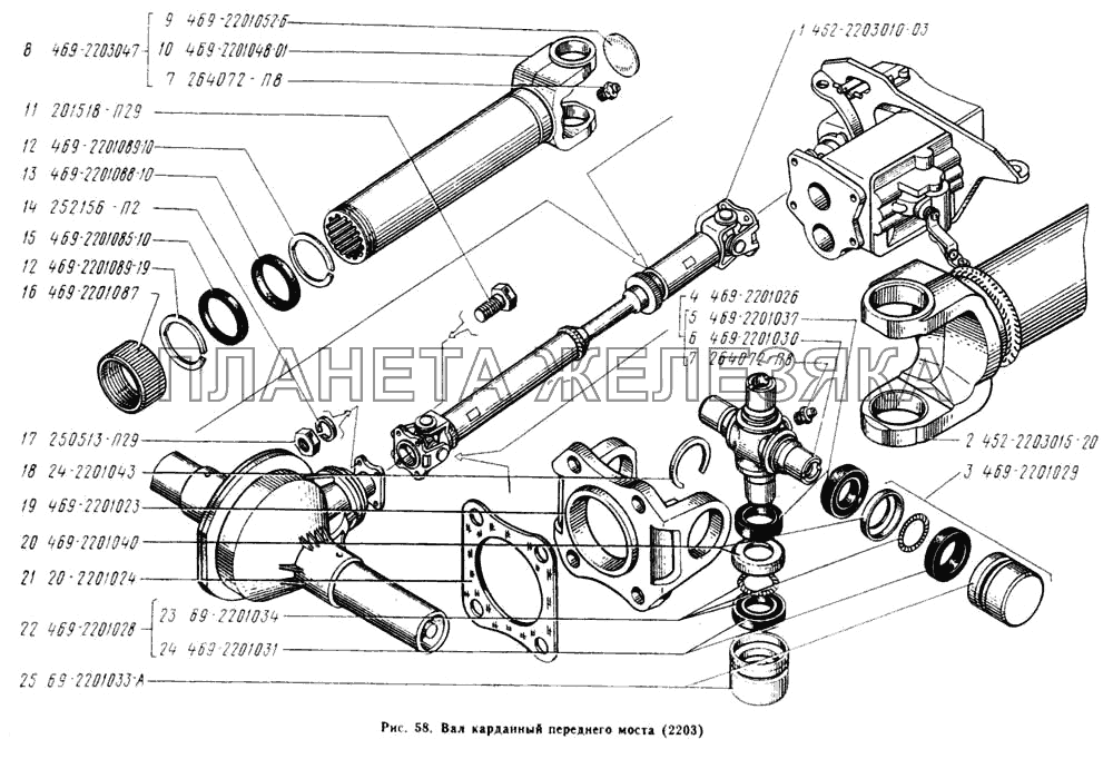 Вал карданный переднего моста УАЗ-2206