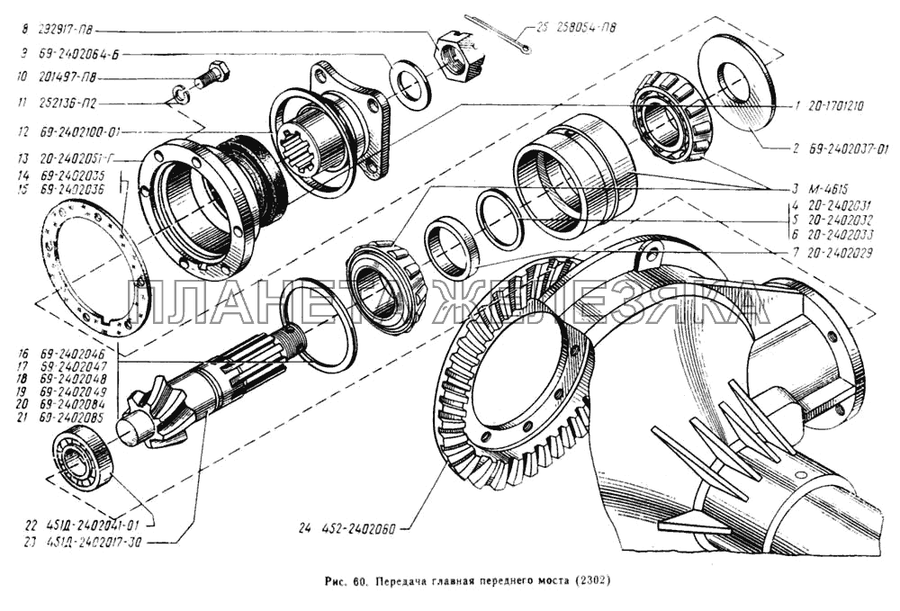 Передача главная переднего моста УАЗ-2206