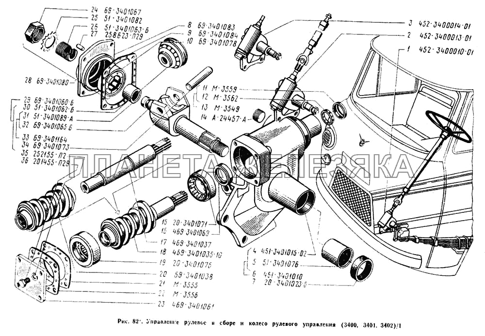 Управление рулевое в сборе УАЗ-2206