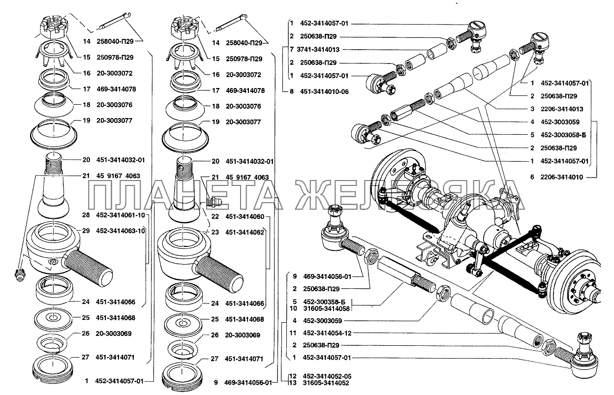 Тяги рулевые (с передними мостами 3741-2300011-31, 3741-2300011-51) УАЗ-37419