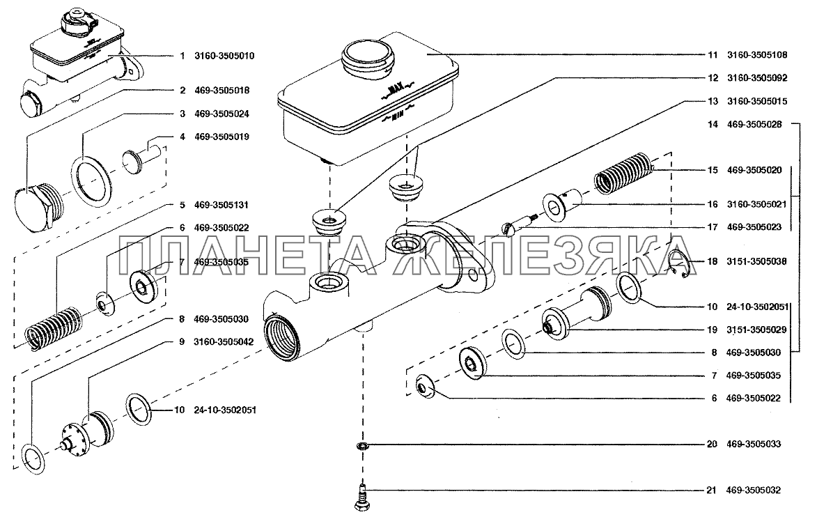 Цилиндр главный тормозов УАЗ-37419