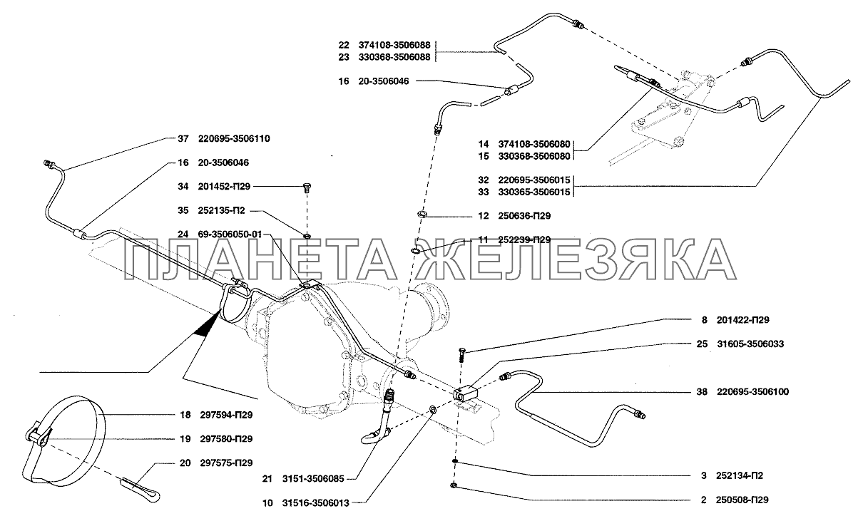 Трубопроводы УАЗ-37419