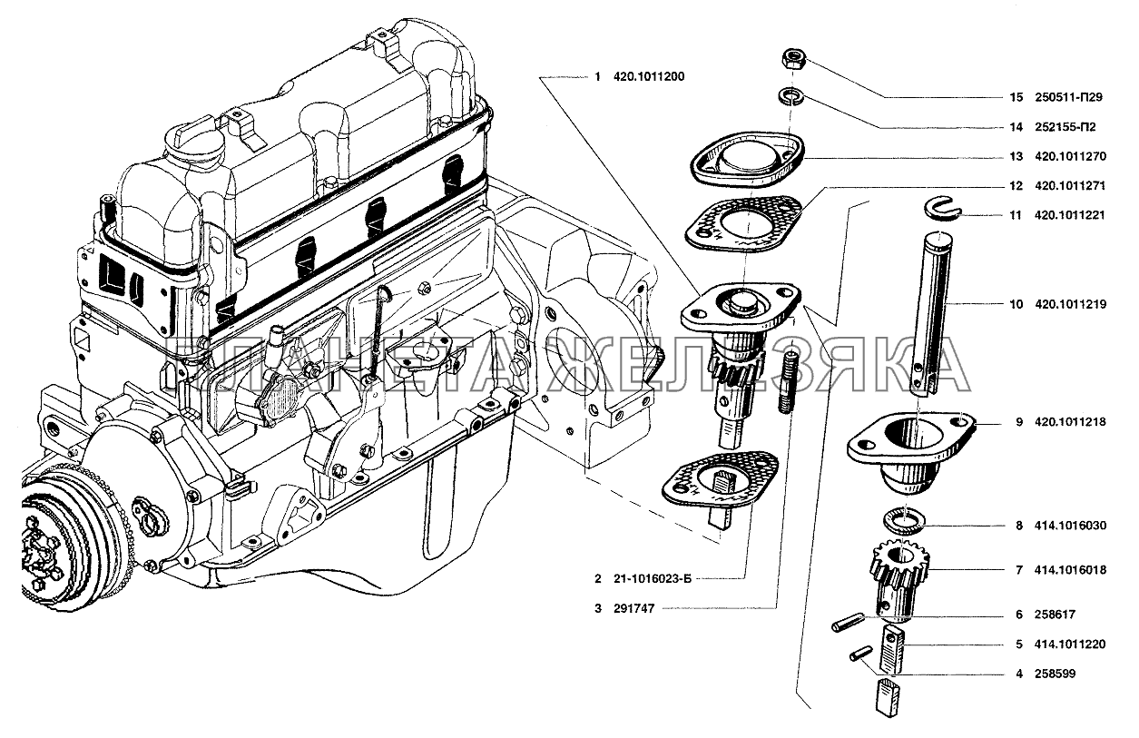 Привод распределителя зажигания и масляного насоса УАЗ-37419