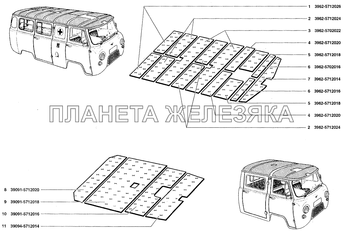 Термошумоизоляция крыши УАЗ-37419