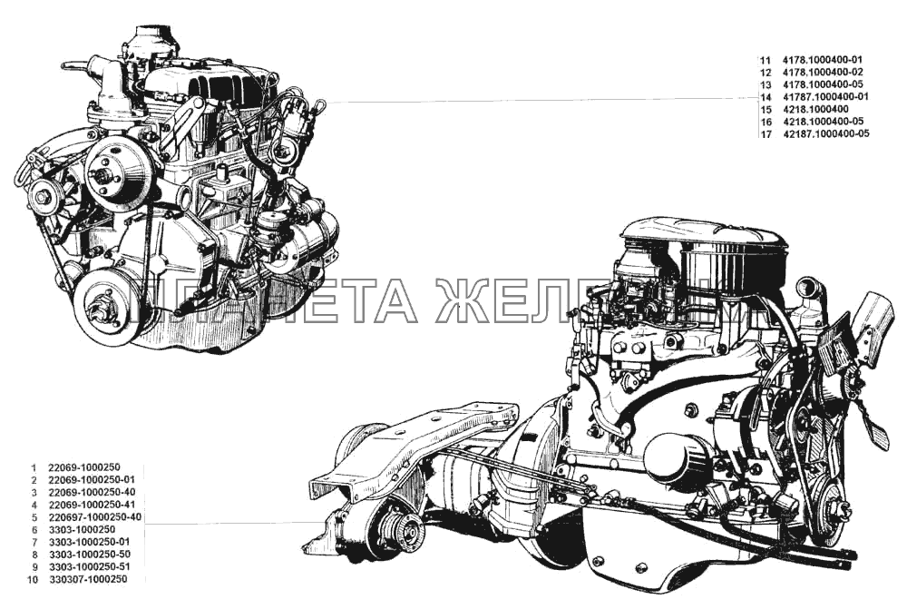 Двигатель в сборе УАЗ 3741 (каталог 2002 г.)