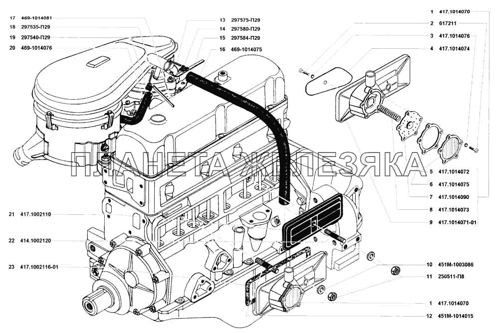 Вентиляция картера УАЗ 3741 (каталог 2002 г.)