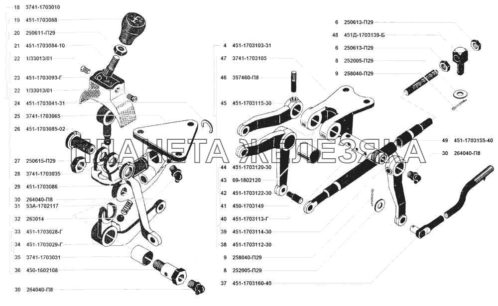 Привод управления механизмом переключения передач УАЗ 3741 (каталог 2002 г.)