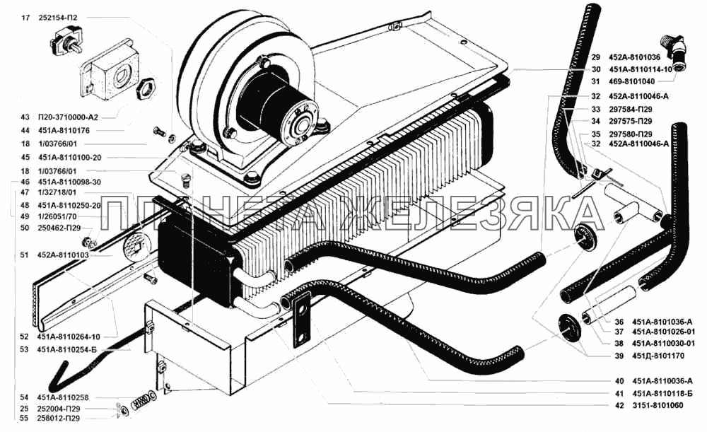 Отопление кузова УАЗ 3741 (каталог 2002 г.)
