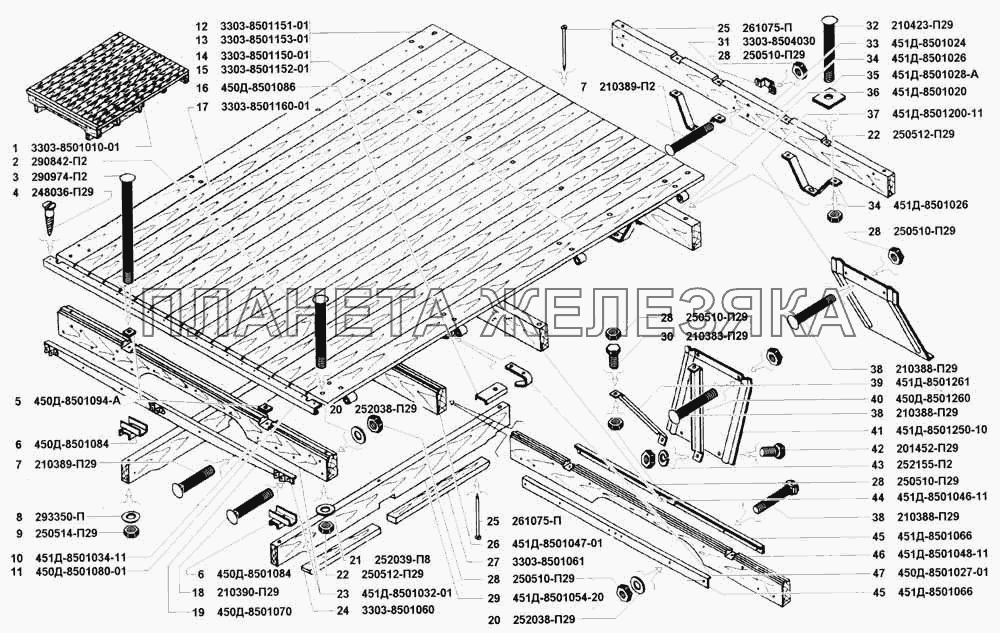 Основание платформы УАЗ 3741 (каталог 2002 г.)