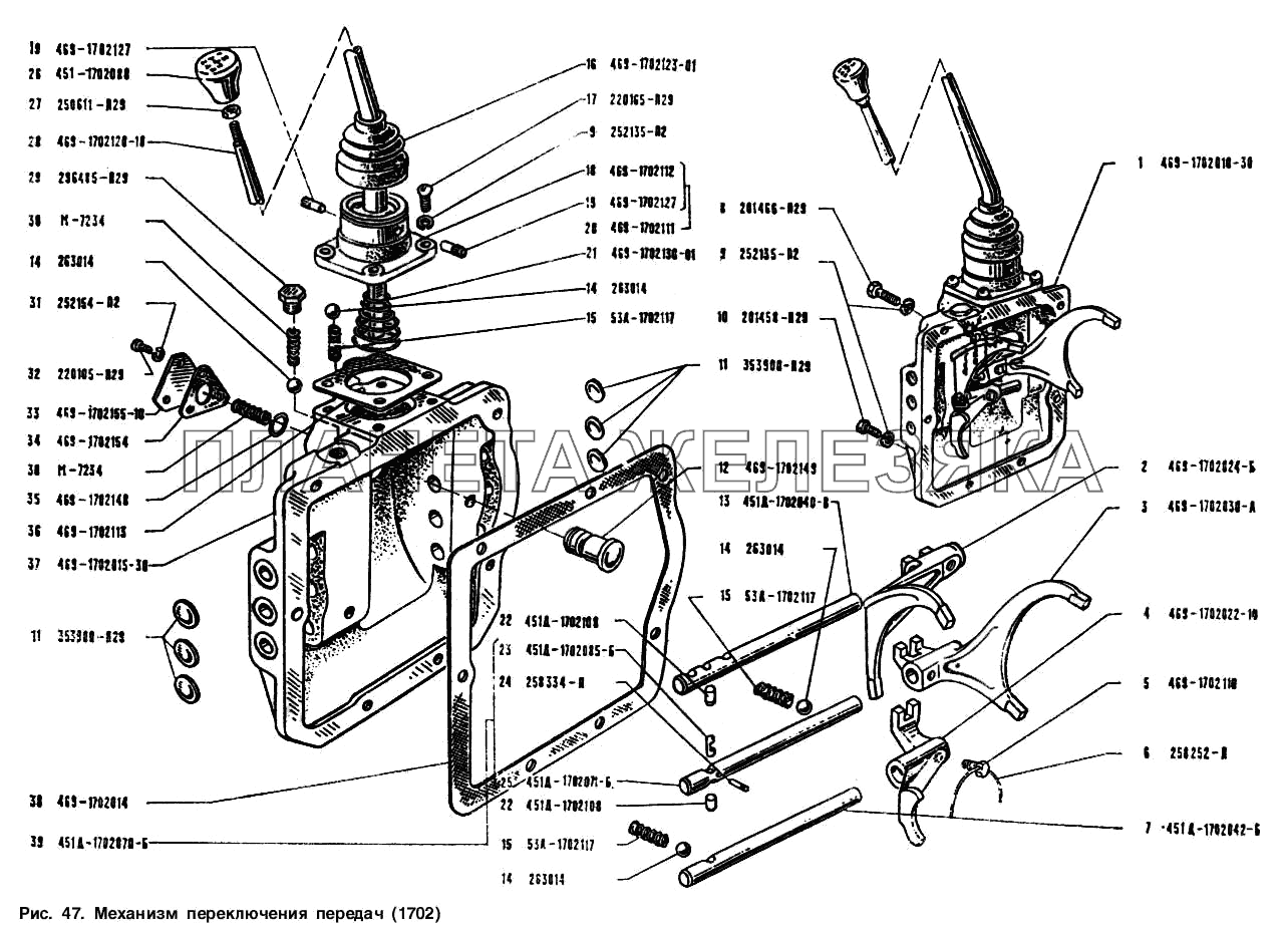 Механизм переключения передач УАЗ-3151