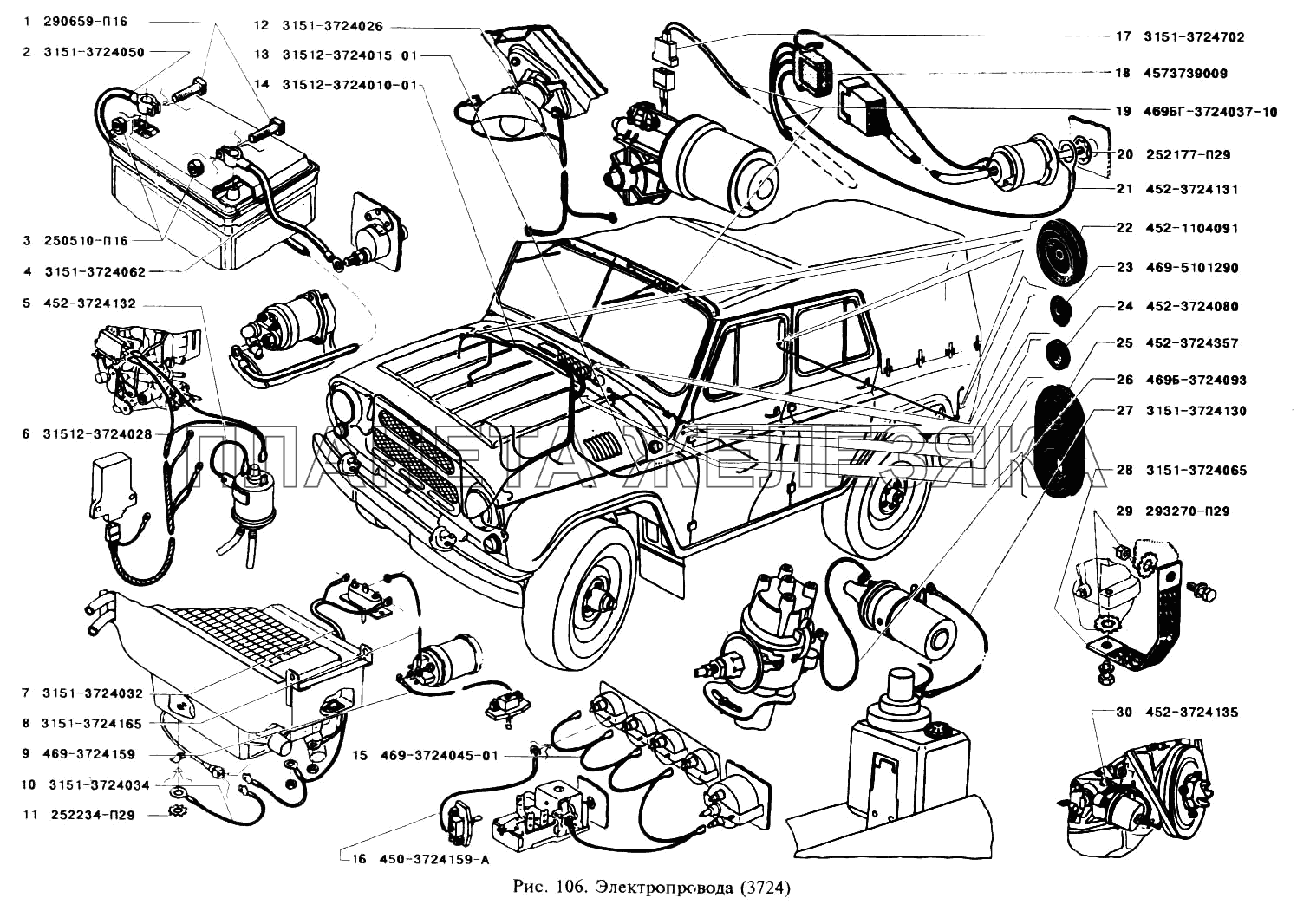 Электропровода УАЗ-3151