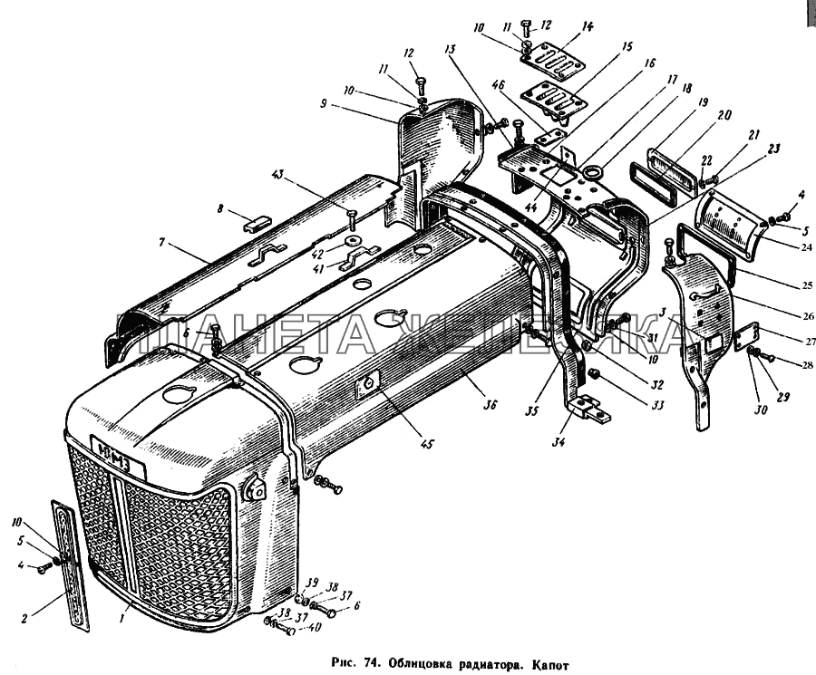 Облицовка радиатора. Капот ЮМЗ-6Л