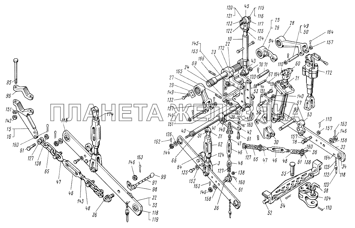 Механизм задней навески ЮМЗ-6КЛ, (6КМ)