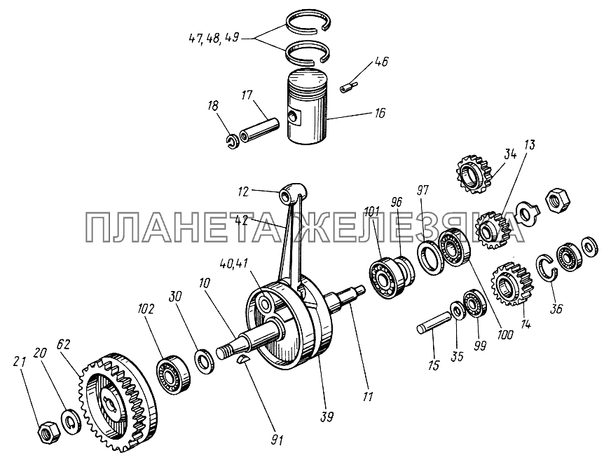 Механизм кривошипно-шатунный ЮМЗ-6КЛ, (6КМ)