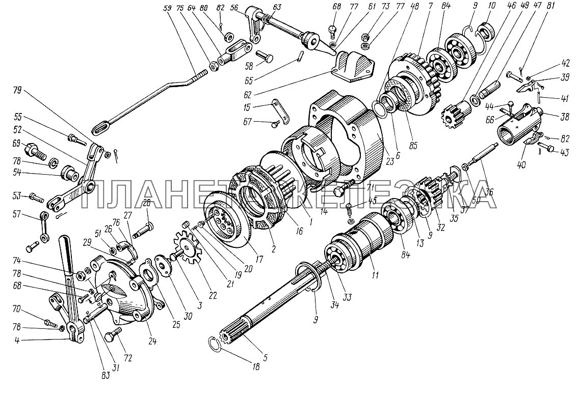 Механизм передачи пускового двигателя ЮМЗ-6КЛ, (6КМ)