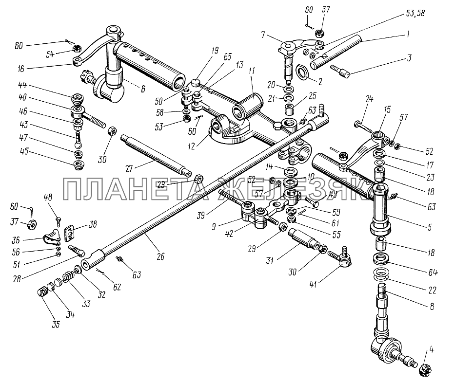 Ось передняя. Тяги рулевые ЮМЗ-6КЛ, (6КМ)