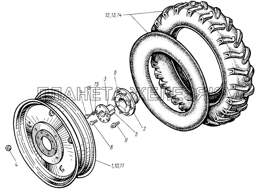 Колеса задние. Ступицы задних колес ЮМЗ-6КЛ, (6КМ)