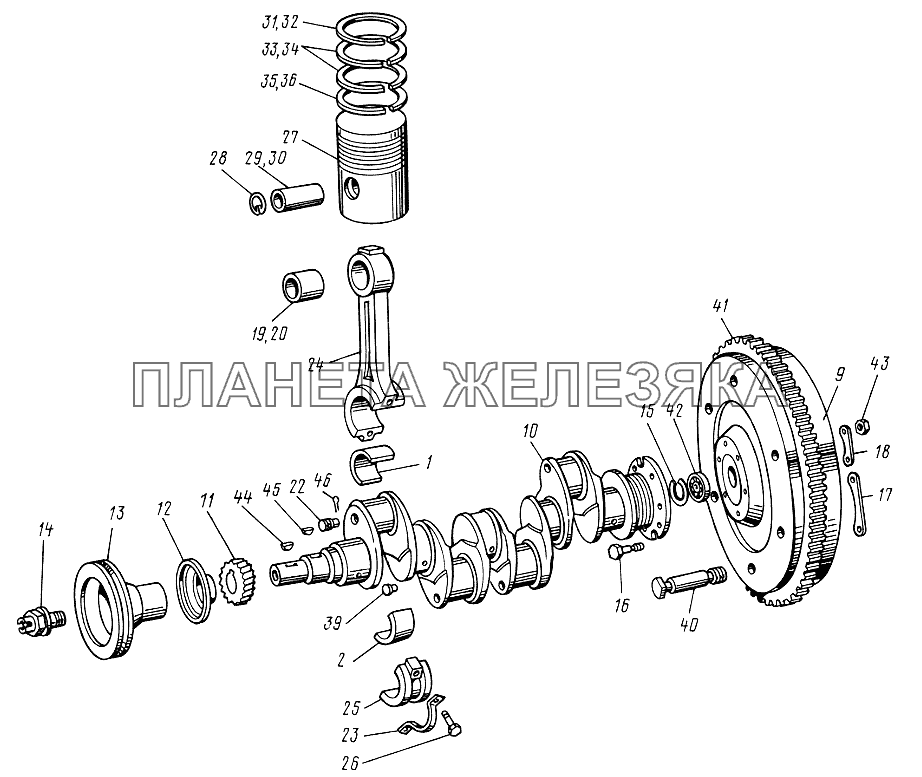 Механизм кривошипно-шатунный ЮМЗ-6КЛ, (6КМ)