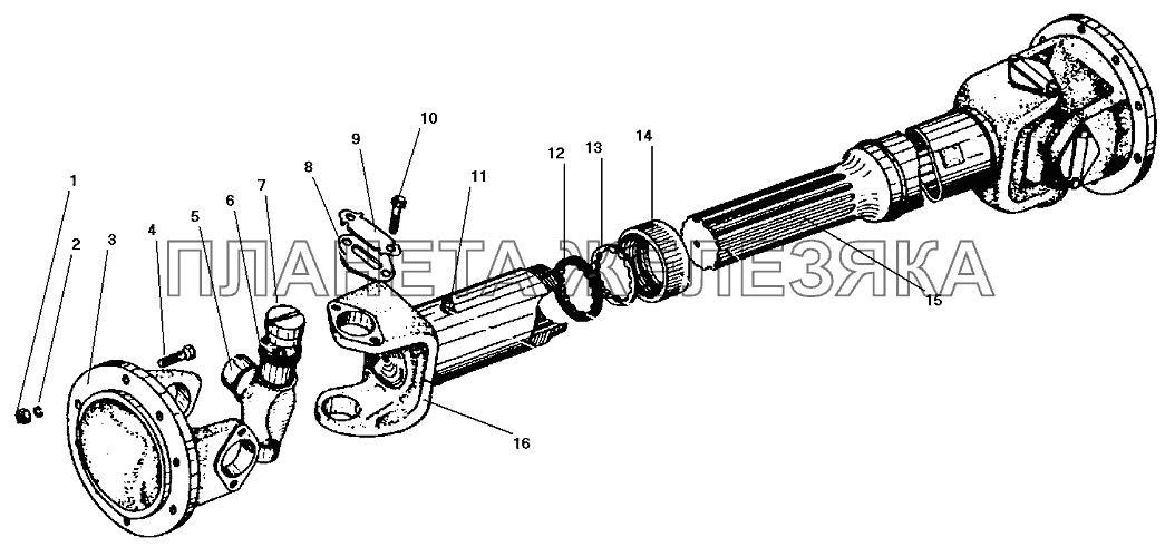 Карданный вал заднего моста СПТС УРАЛ-32552