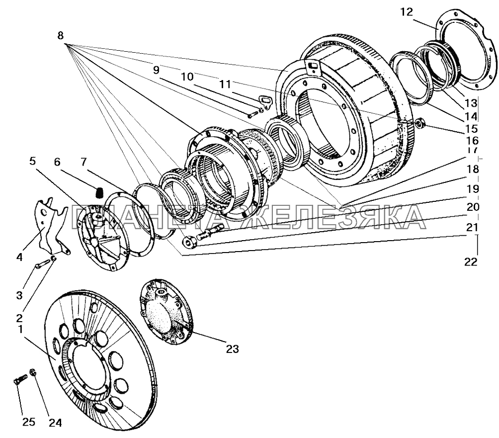 Ступица колеса и тормозной барабан СПТС УРАЛ-32552