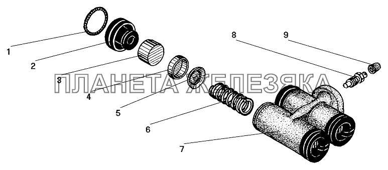 Цилиндр колесный в сборе СПТС УРАЛ-32552