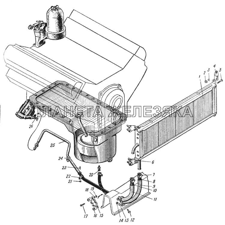 Масляный радиатор (Рис. 16) УРАЛ-375