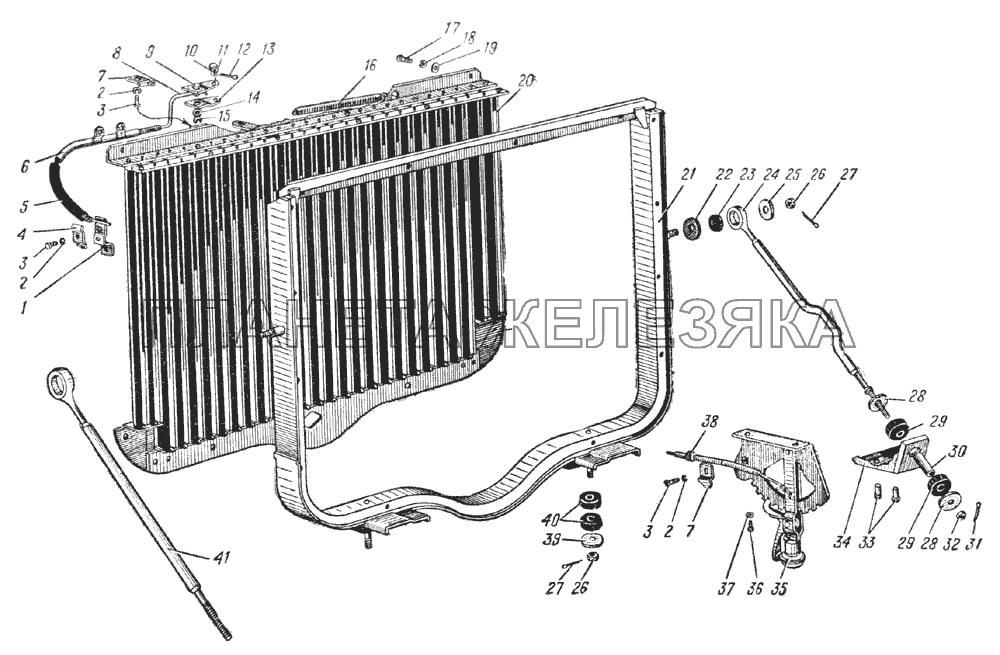 Подвеска и жалюзи радиатора (Рис. 35) УРАЛ-375