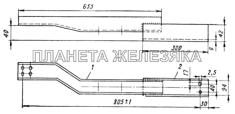 Эскиз доработки правого кронштейна раздаточной коробки (Рис. 49) УРАЛ-375