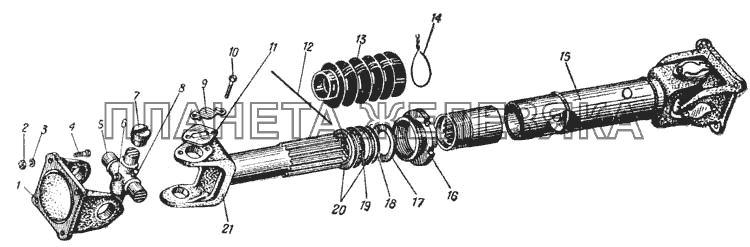 Карданный вал заднего (переднего) моста (Рис. 52) УРАЛ-375