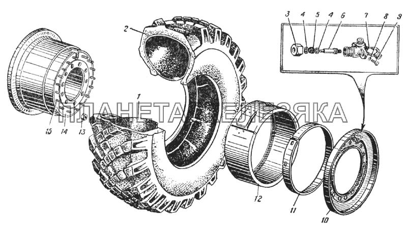 Колесо автомобиля Урал-375Д (Рис. 75) УРАЛ-375