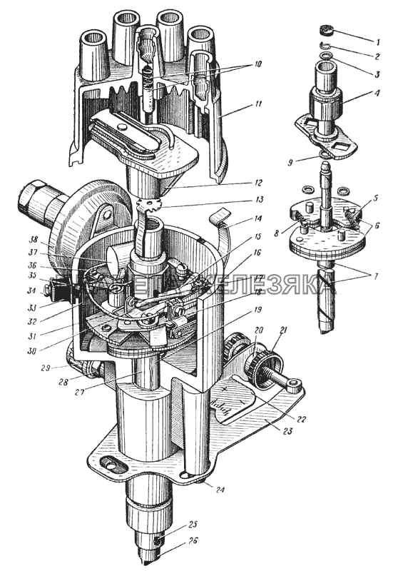 Распределитель Р4-В (Рис. 112) УРАЛ-375