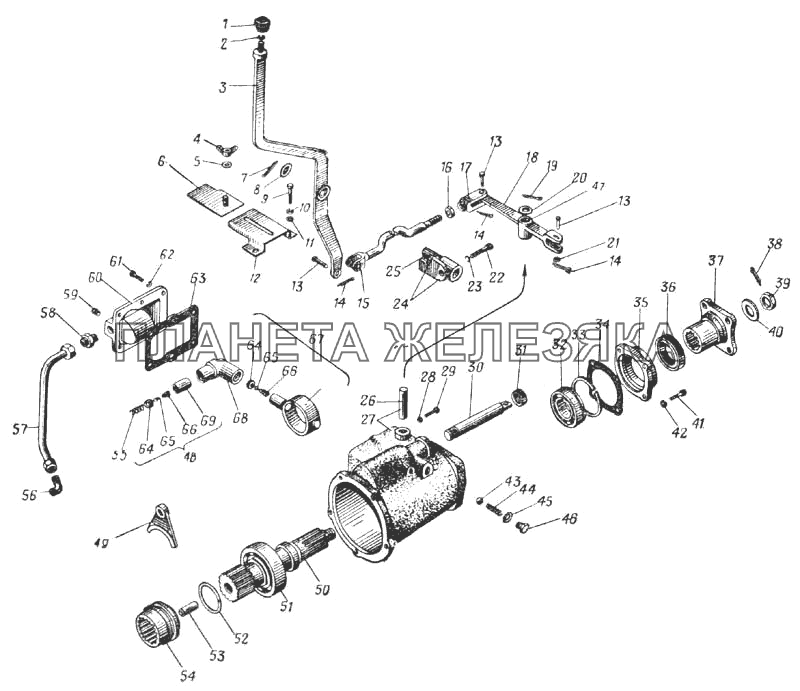 Коробка дополнительного отбора мощности (Рис. 124) УРАЛ-375