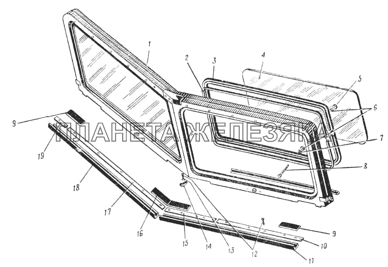 Рама ветрового окна (Рис. 138) УРАЛ-375