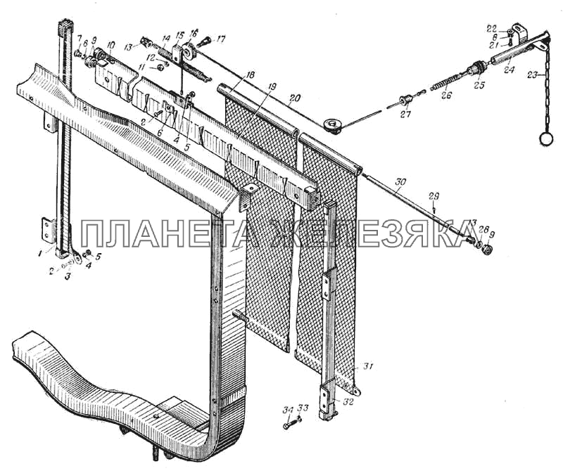 Штора радиатора (Рис. 158) УРАЛ-375