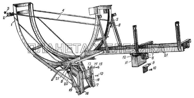 Вертикальный держатель запасного колеса (Рис. 160) УРАЛ-375