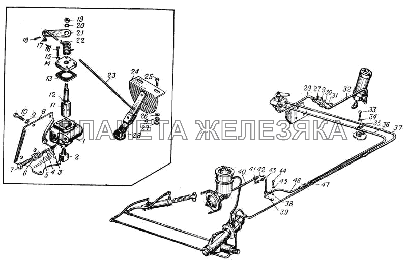 Схема системы рулевого управления (Рис. 162) УРАЛ-375