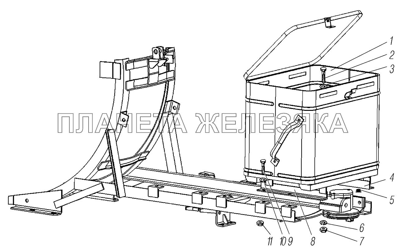 Установка инструментального ящика на автомобили Урал 4320-1912-60, Урал 4320-1911-60, Урал 4320-1916-60, Урал 4320-1922-60, Урал 4 320-1934-60, Урал 4320-1936-60 УРАЛ-4320-60