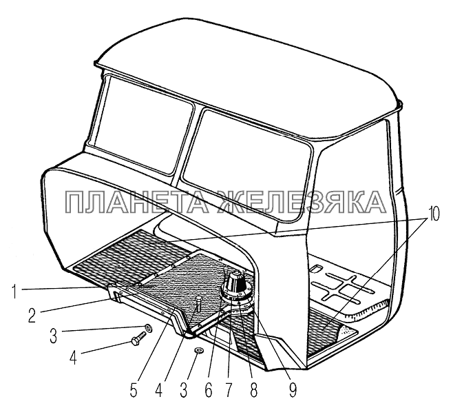 Уплотнители рычагов и коврики пола кабины УРАЛ-4320-60