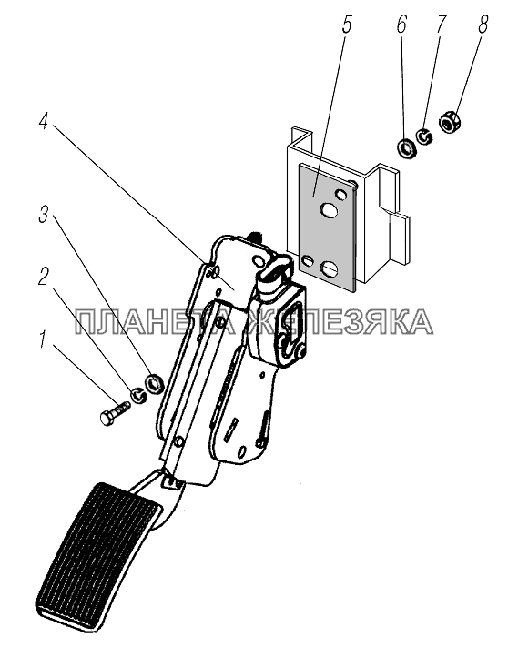 Установка педали акселератора УРАЛ-4320-60