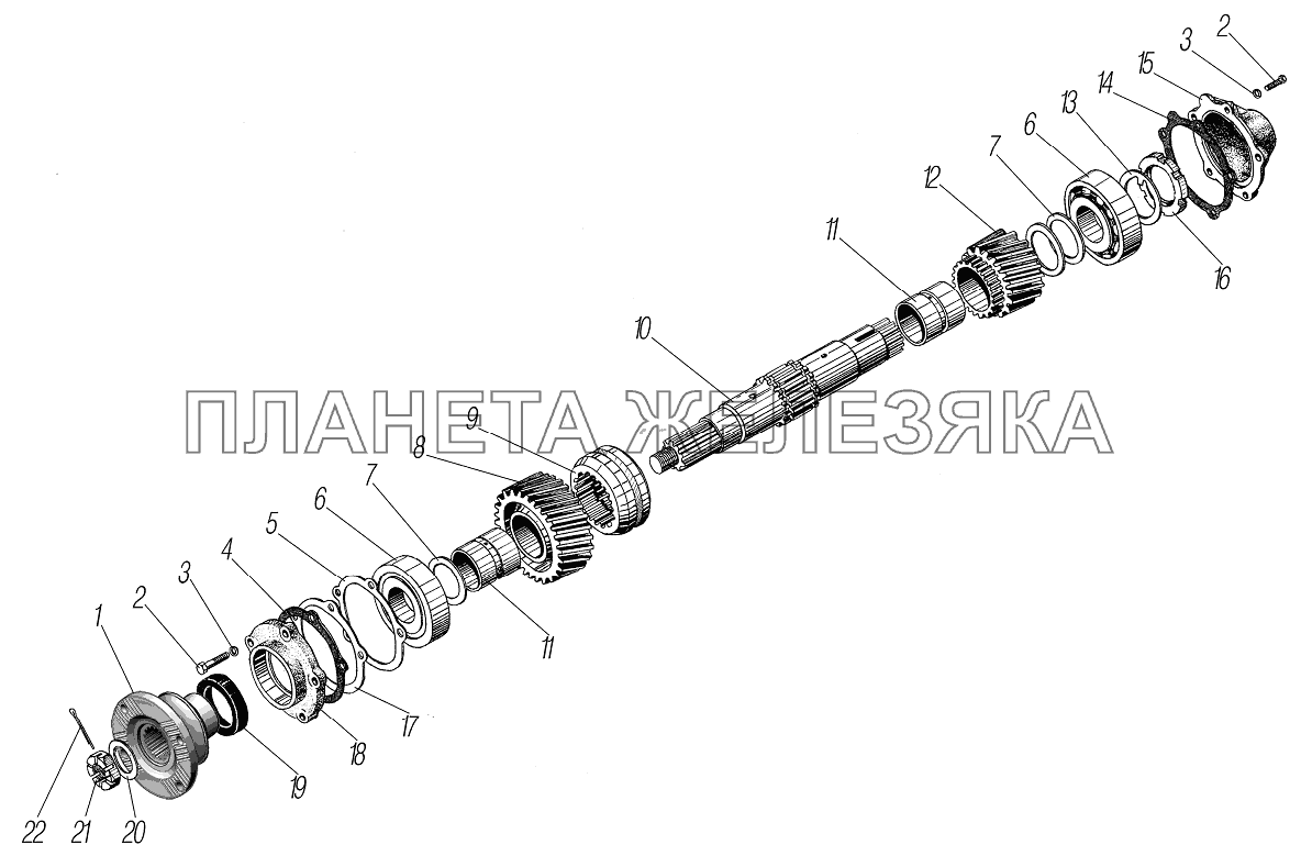 Первичный вал раздаточной коробки УРАЛ-4320-60