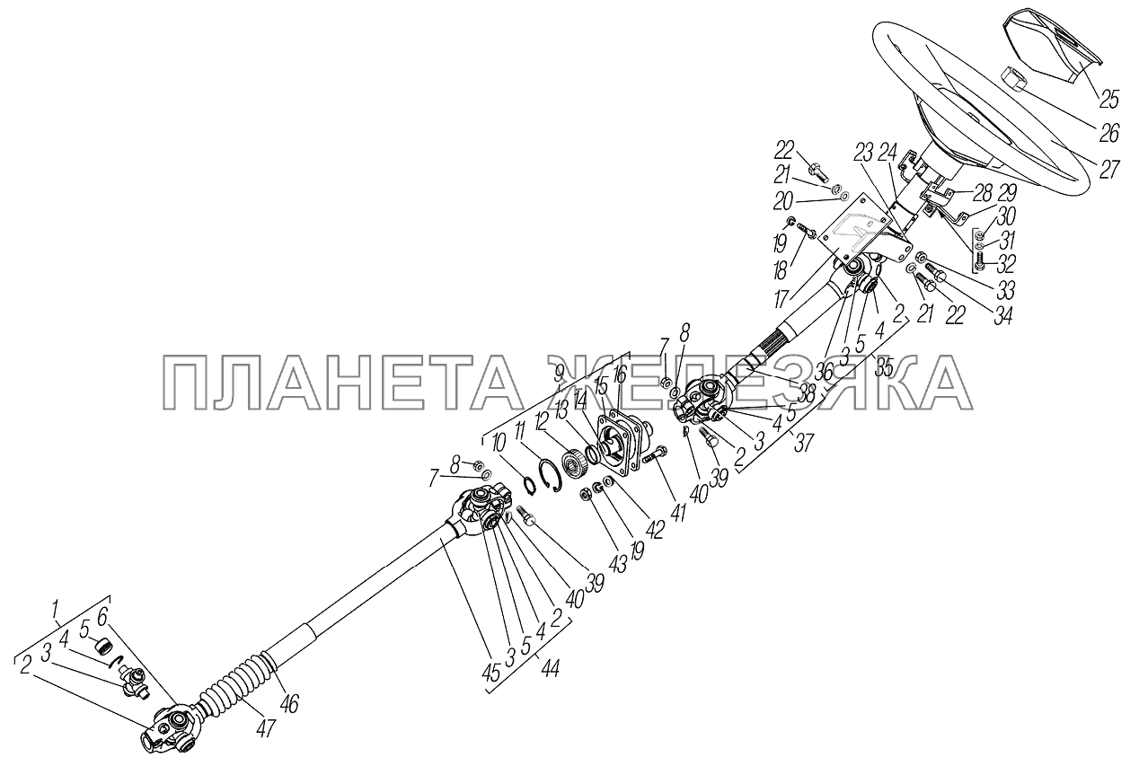 Колесо и вал рулевого управления УРАЛ-4320-60