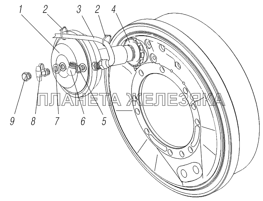 Установка тормозной камеры на передний мост УРАЛ-4320-60