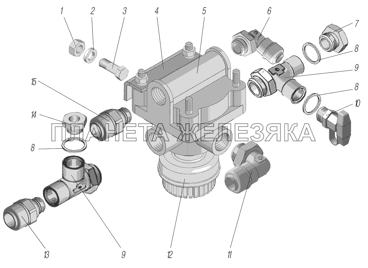 Установка ускорительного клапана стояночного тормоза УРАЛ-4320-60